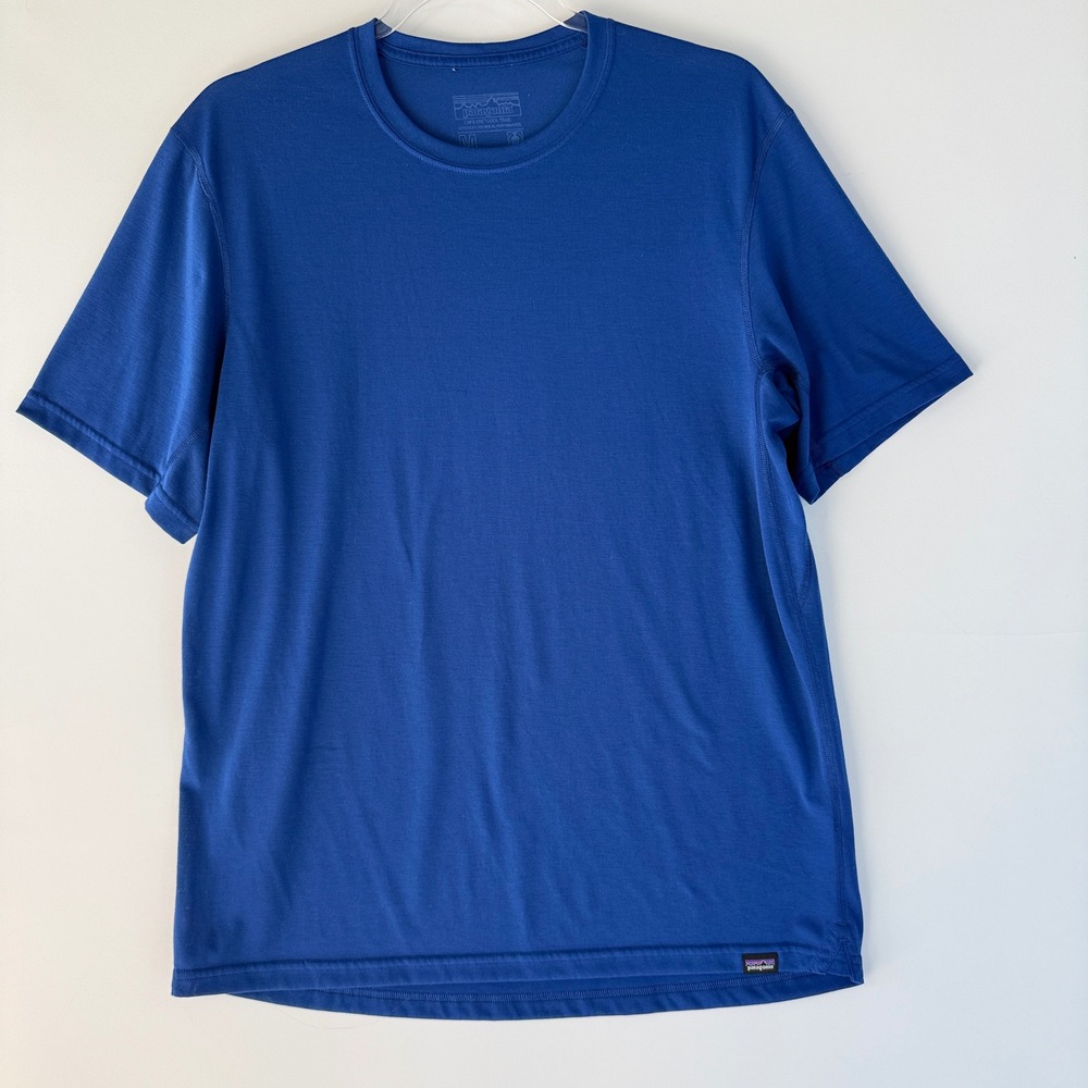 Patagonia Capilene Cool Trail Shirt Mens M Blue Short Sleeve Performance 24496